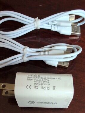 White USB Wall Charger and USB-A Cable Pack